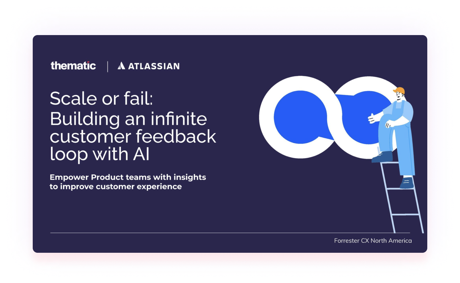 PDF cover of atlassian case study called 'scale or fail: building an infinite customer feedback loop with AI'